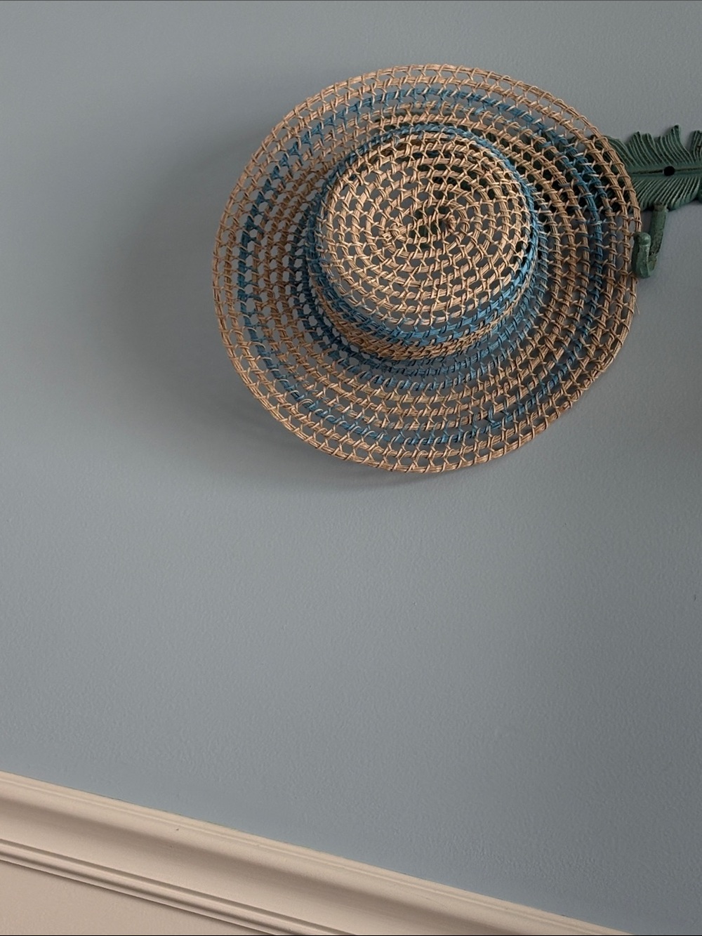 Woven straw hat formal in Natural and Blue